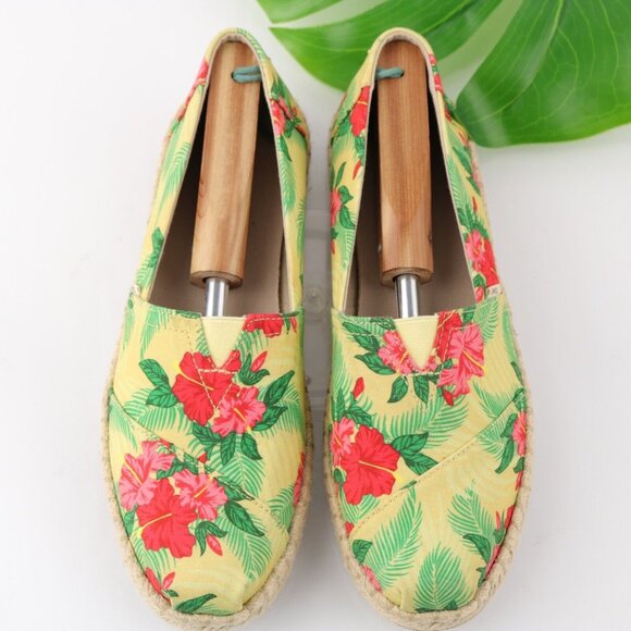 Toms Women's Alpargata Classic Shoe Size 10 Floral Yellow Red Green Flat Slip On - Picture 3 of 13